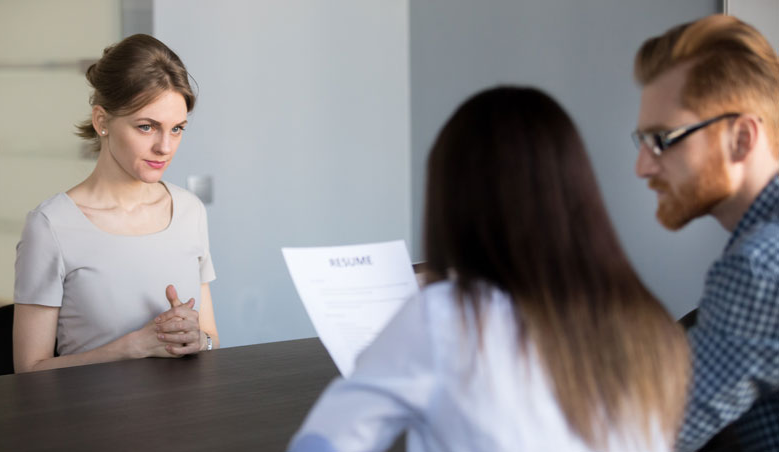 An applicant at a job interview.