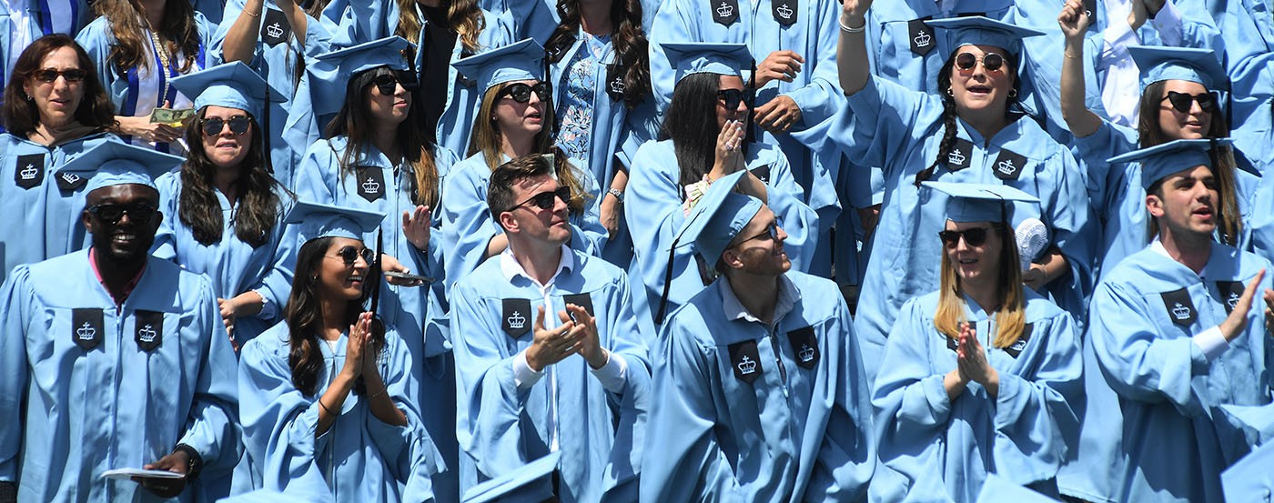 Columbia Graduates in caps and gowns at Commencement