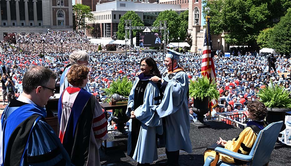 President Nemat "Minouche" Shafik receiving an honorary Doctor of Laws