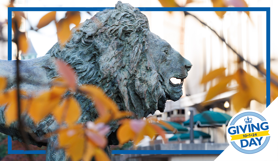 Scholar's Lion with fall leaves.
