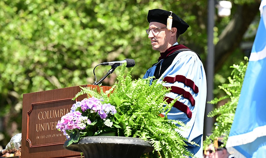 CAA Chair Keith Goggin '91JRN speaking at Commencement