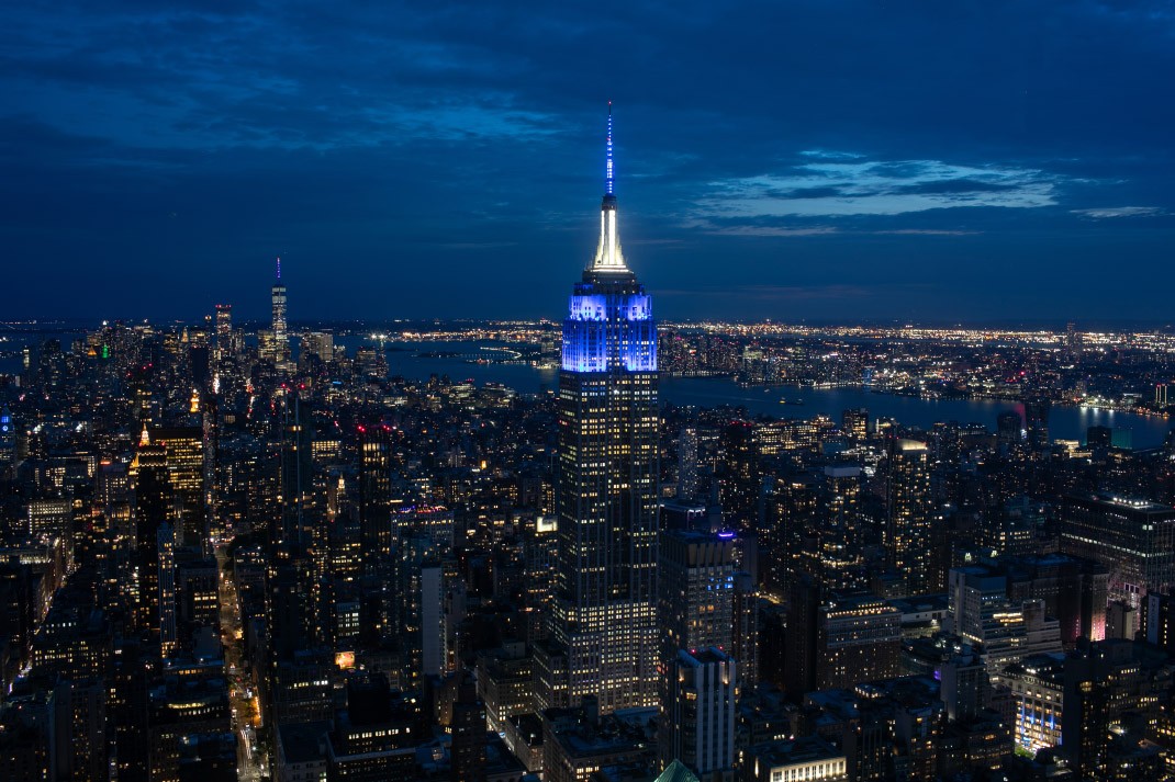 Empire State Building in Blue
