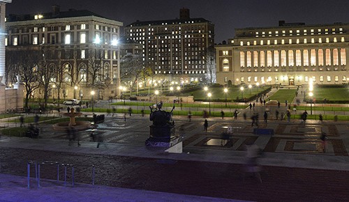 Campus lit up at night