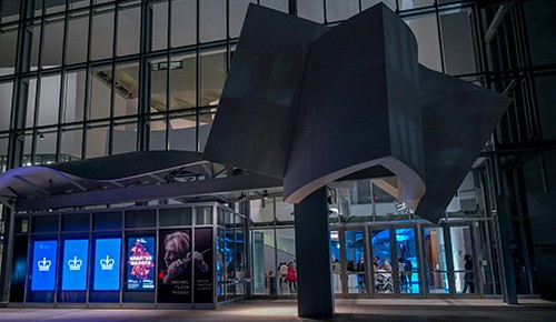 Sculpture in front of a building with windows from Art Basel Miami Beach 2022