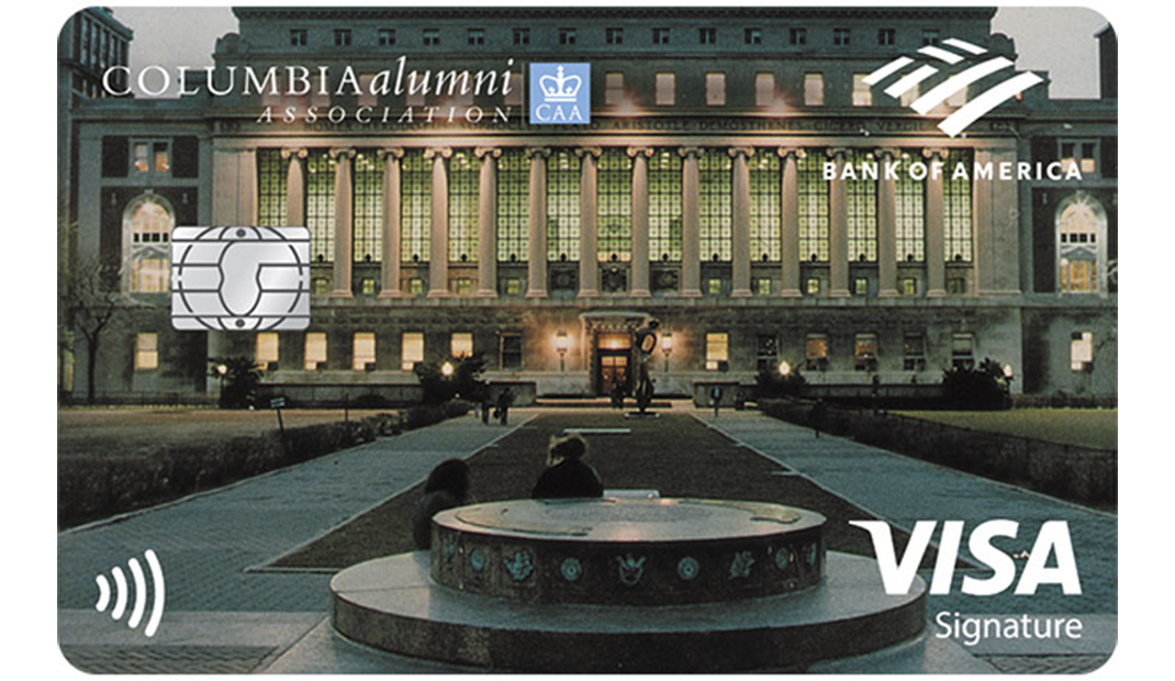 Columbia Alumni Association Visa Card with image of Low Library