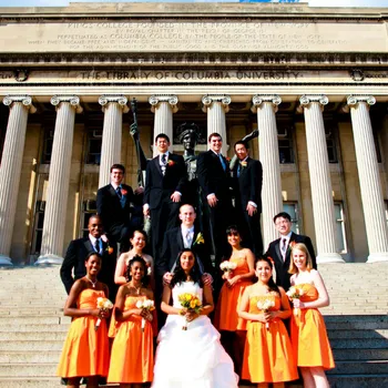 Wedding party in front of Low Library