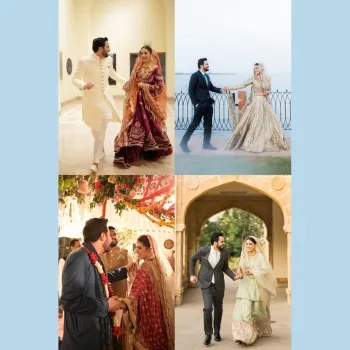 Collage of a man and woman on their wedding day.