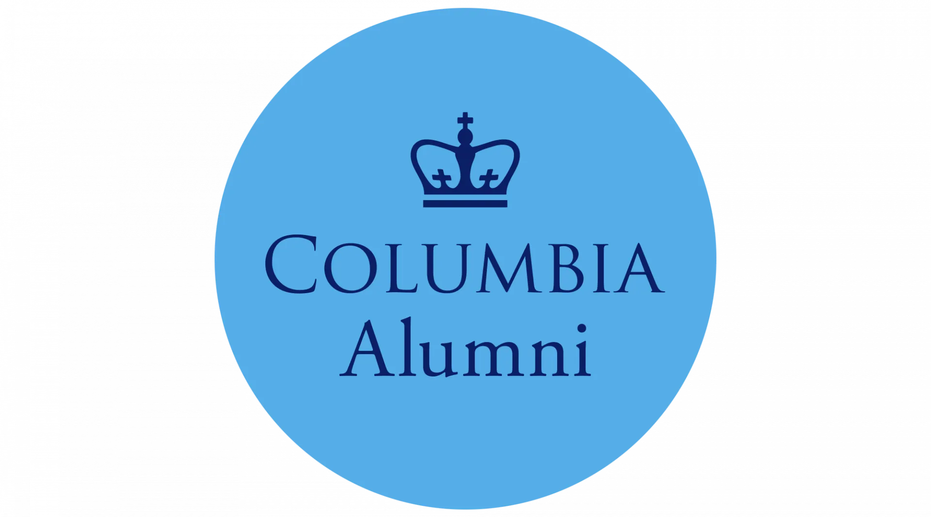 Columbia Alumni logo dark blue text on light blue round
