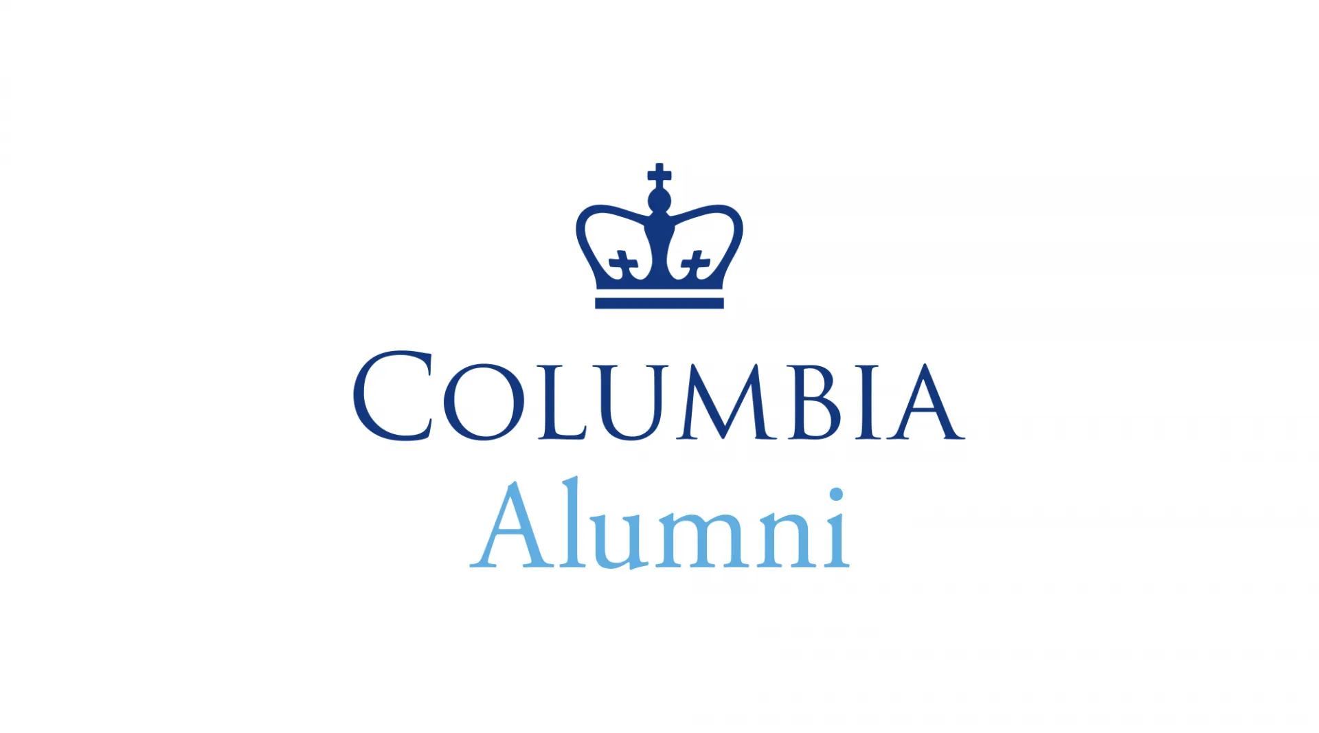 Columbia Alumni dark and light blue text on white