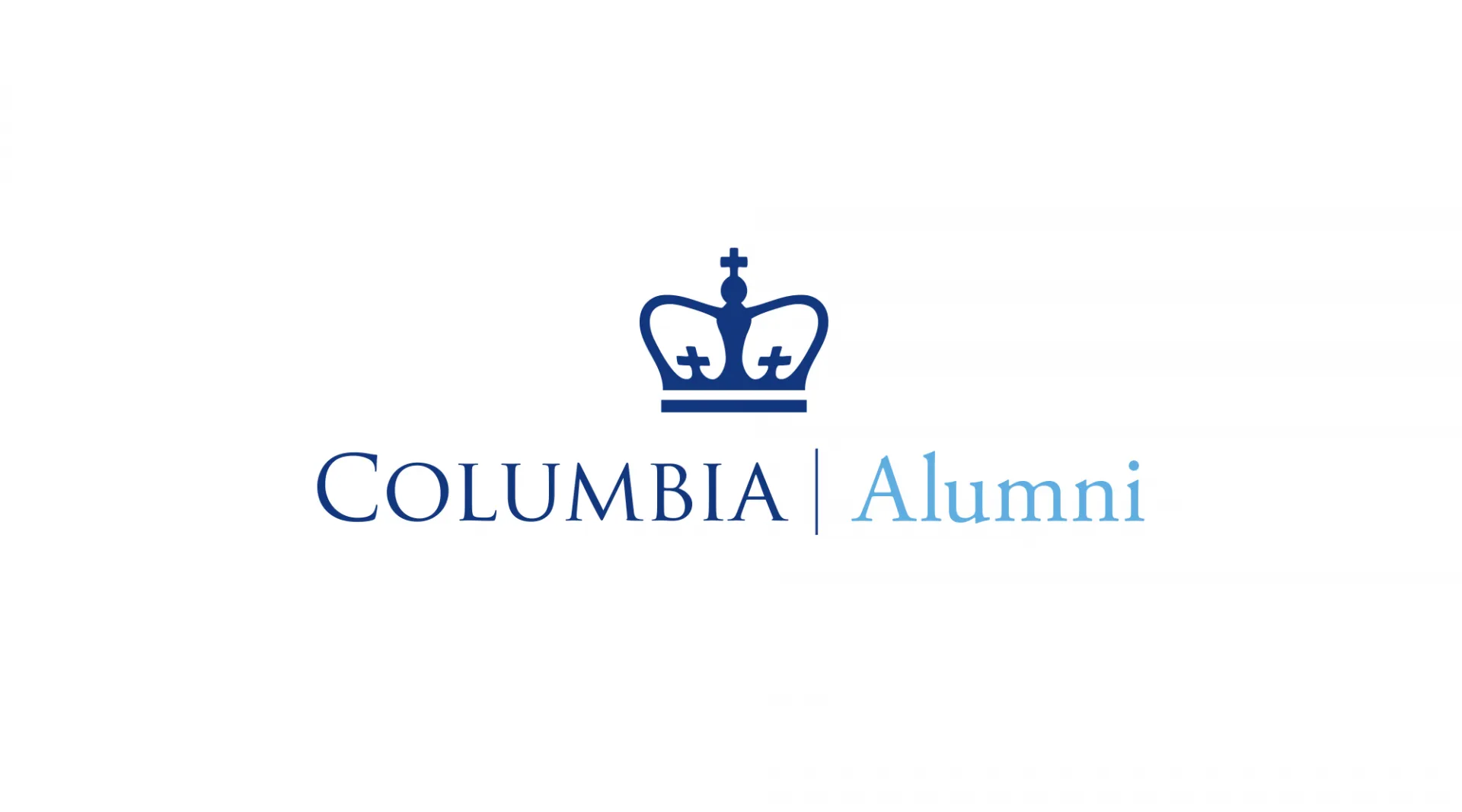 Columbia Alumni logo dark and light blue type on white background.