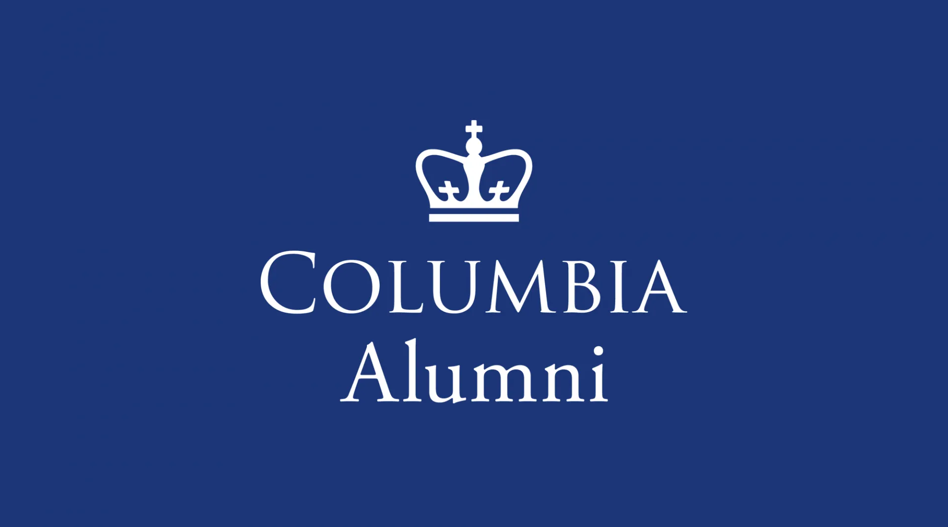 Columbia Alumni logo white text on dark blue background