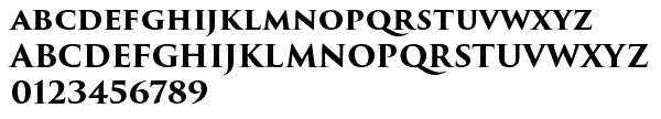 Alphabet and numbers in Trajan Pro Bold