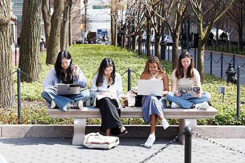 Students outside campus
