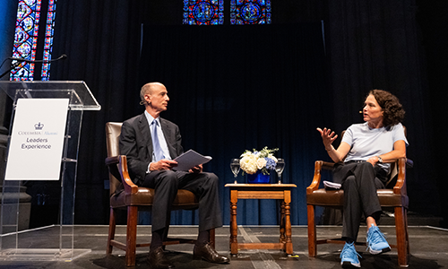 President Katrina Armstrong with Trustees Co-chair David Greenwald ’83LAW.