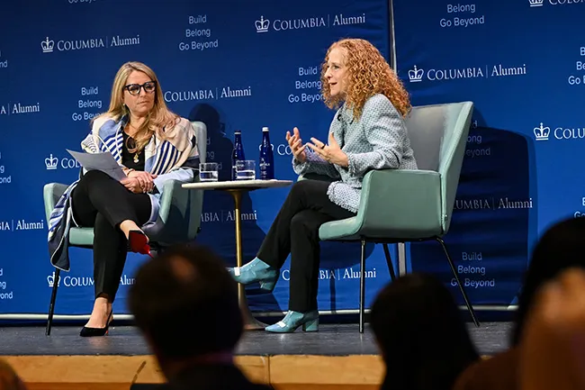 Abigail Black Elbaum ’92CC ’94BUS, P: ’29CC, and President Jennifer Mnookin