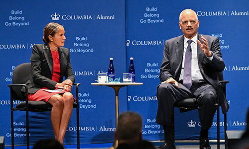 Suzanne Malveaux ’91JRN with former United States Attorney General Eric Holder ’73CC, ’76LAW