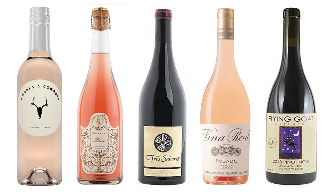 Five wine bottles