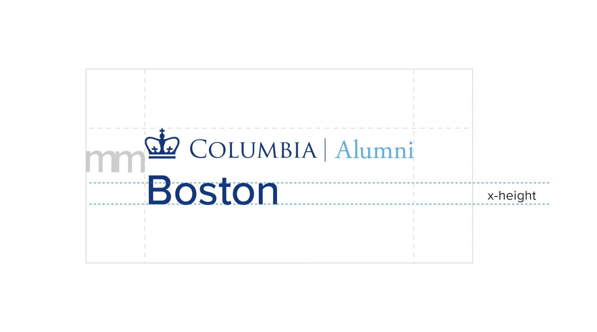 Columbia Alumni Boston shows minimum spacing around the logo.