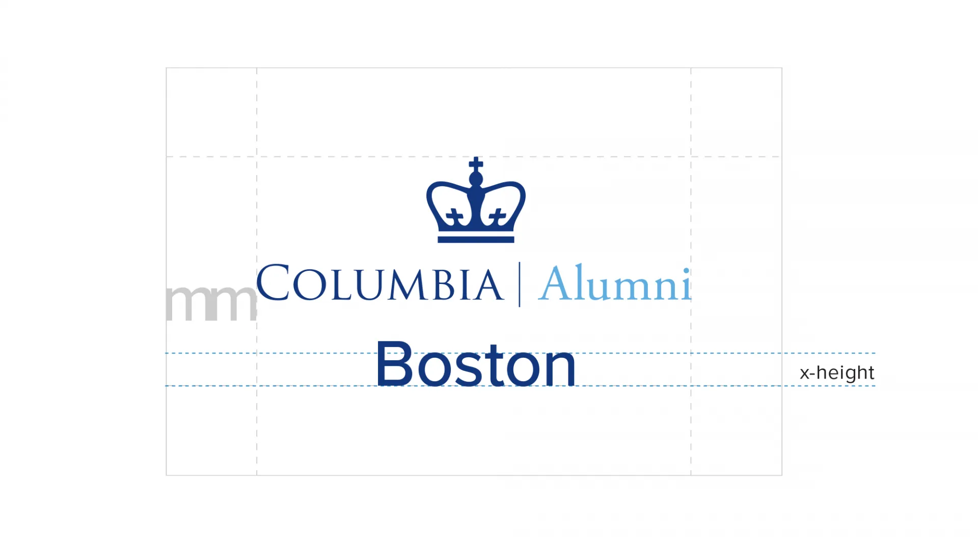 Columbia Alumni Boston shows minimum spacing around the logo.